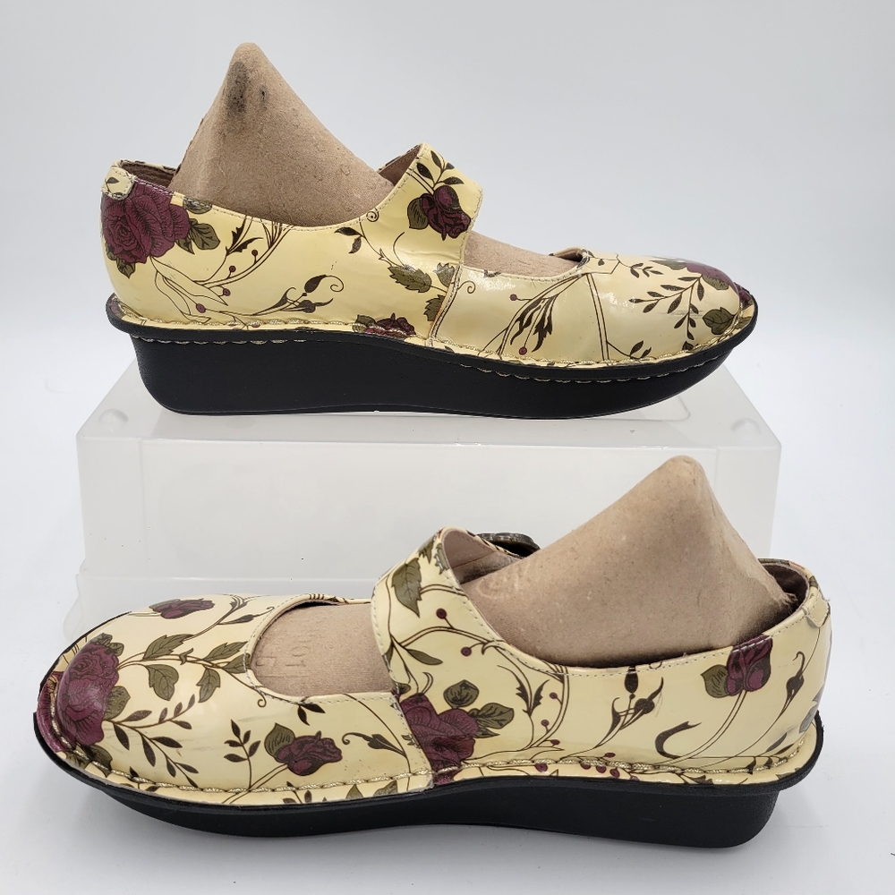 Alegria Paloma White Rose Mary Jane Flats Europe Size 38/8-8.5 Leather Upper - Picture 2 of 10